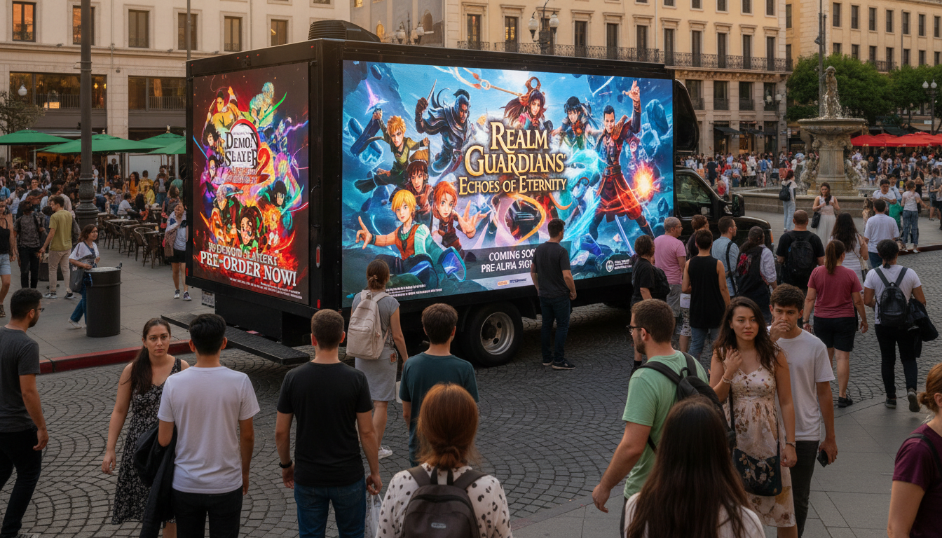 Digital billboard truck daytime route